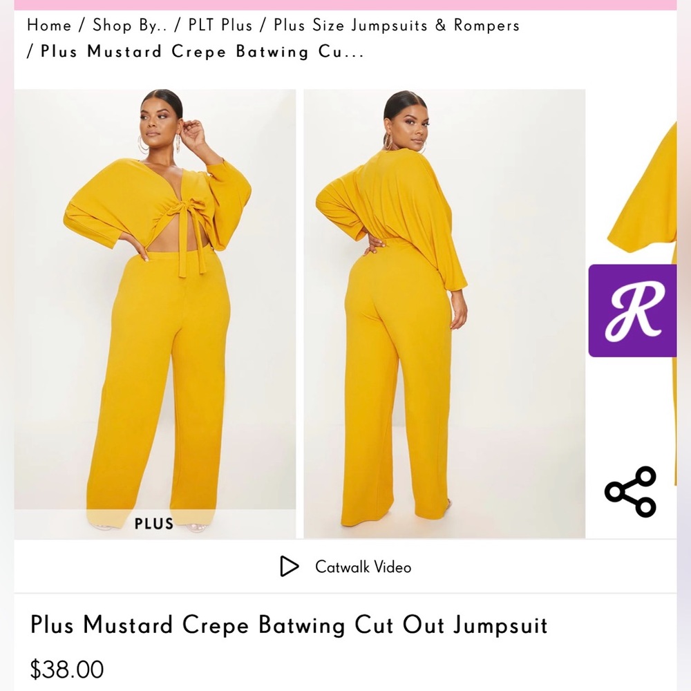 Plus size mustard jumpsuit